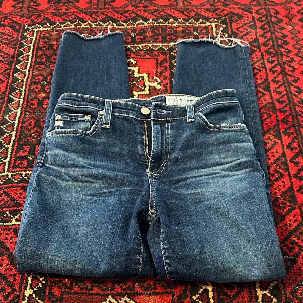Ag Adriano Goldschmied Dark Blue Straight Leg Jeans